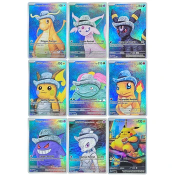 Fai da te Self Made 9 pz/set PTCG Gengar Pittura A Olio Serie Collezione di Carta Rifrazione Colore Flash PTCG Anime Carte Regalo Giocattoli