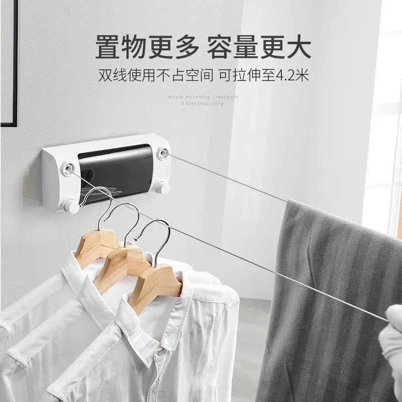 Retractable Clothesline Clothes Drying Rack Rope Telescopic Stainless Clothesline Laundry Dryer Storage Indoor Outdoor Portable