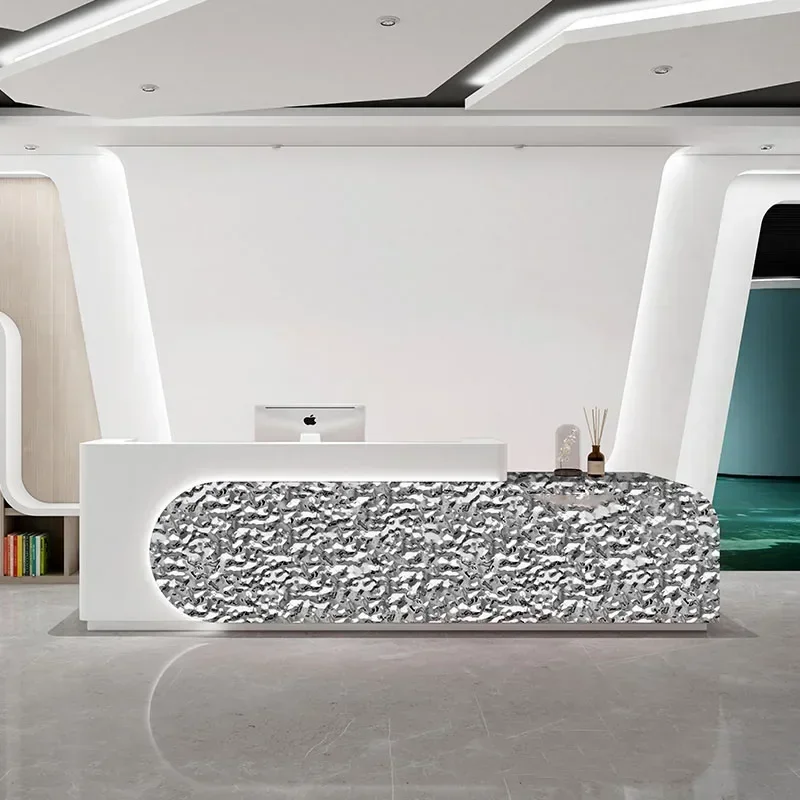

Bar White Front Desk Modern Office Receptionist Laudry Cabinet Register Hair Salon Counter Shop Cash Pulpitos Leggio Furniture