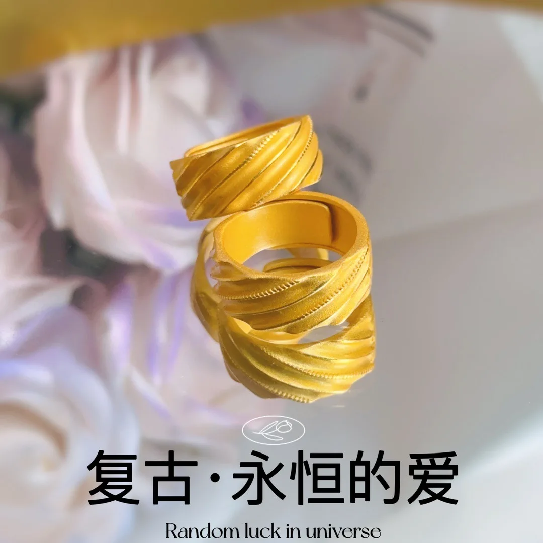 

High-end jewelry 24K real gold gold-plated ancient ring au9999 pure gold fashion ring for men