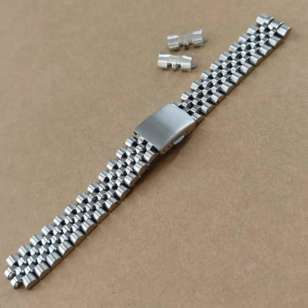 Jubilee 18mm 19mm 20mm 21mm 316L Stainless Steel Silver Curved End Watch Strap Band Bracelet Fit for RLX SKX  Watch