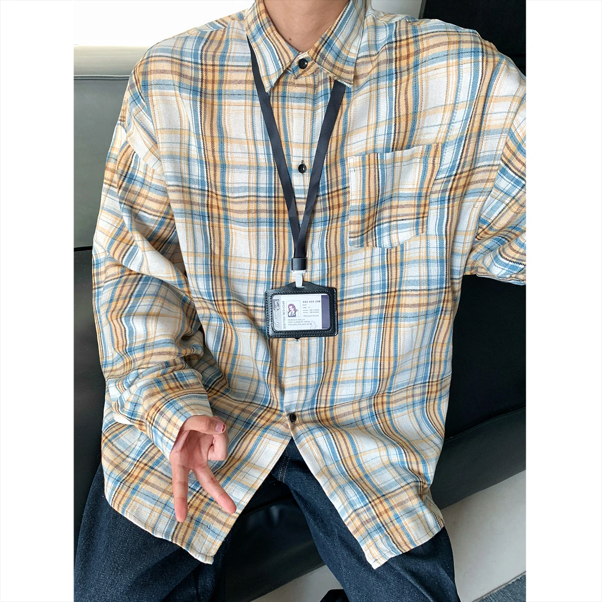New Arrival Mens Plaid Shirt Long Sleeve Casual Shirts Dress Shirt Classic Shirts Tops Blouse Male Clothes Outerwear
