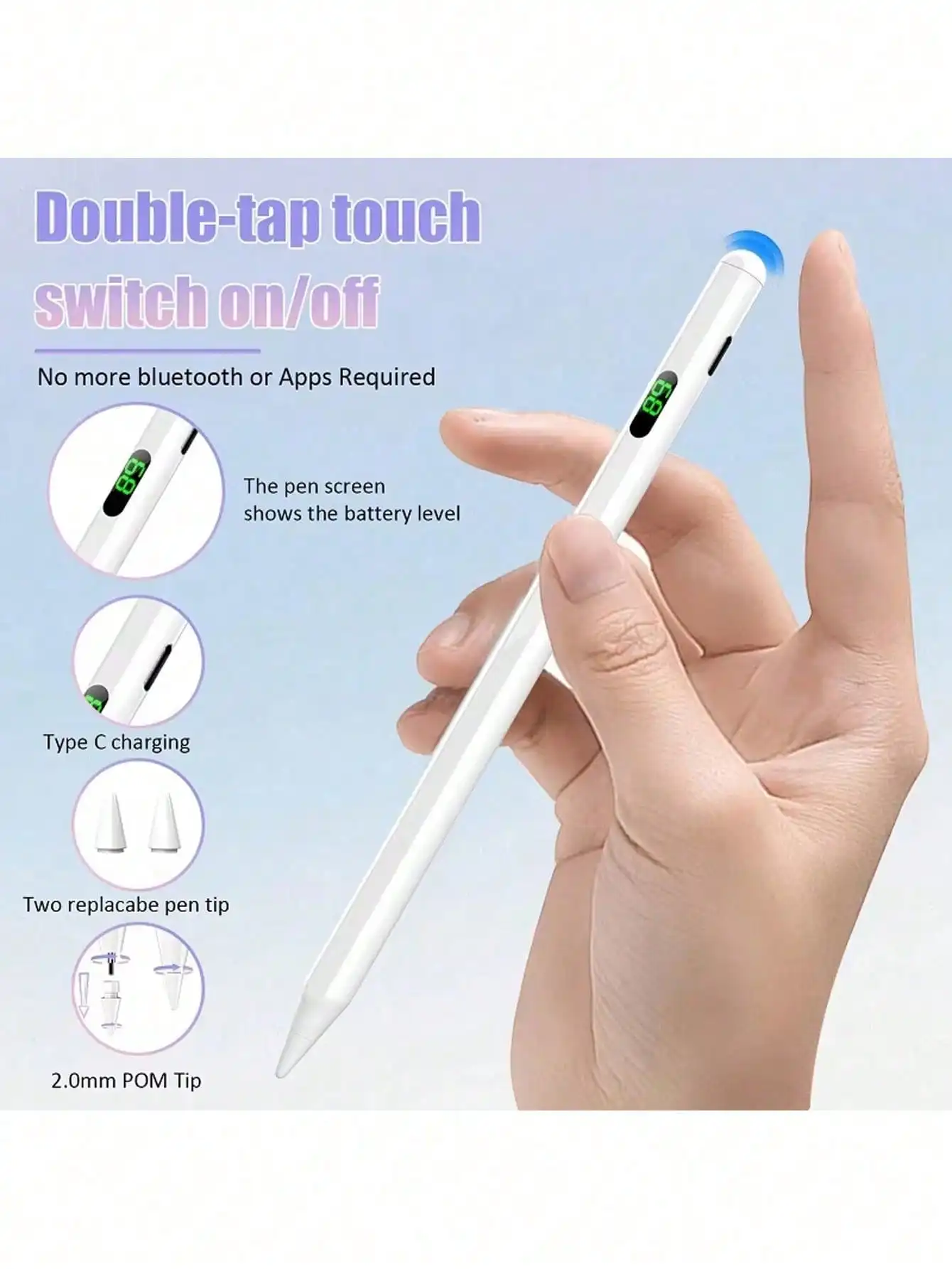 Magnetic touch capacitive screen stylus for tablet computers designed for use with LCD power display screens and touch screen op