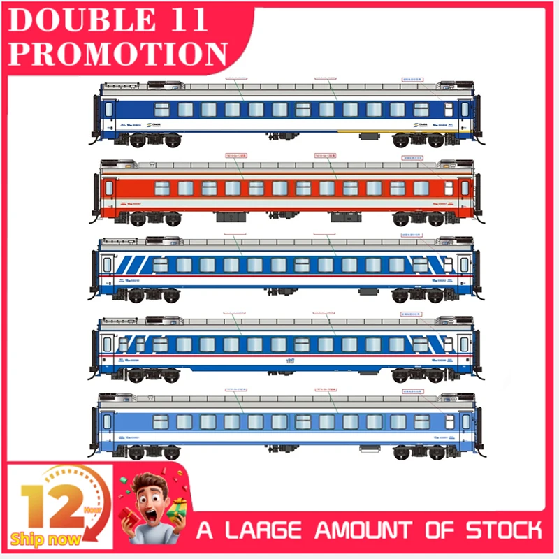 HO 1/87 Train Model 25G Hard Seat YZ Passenger Carriage New Version Plug Door with Light Train Model Toy Gift