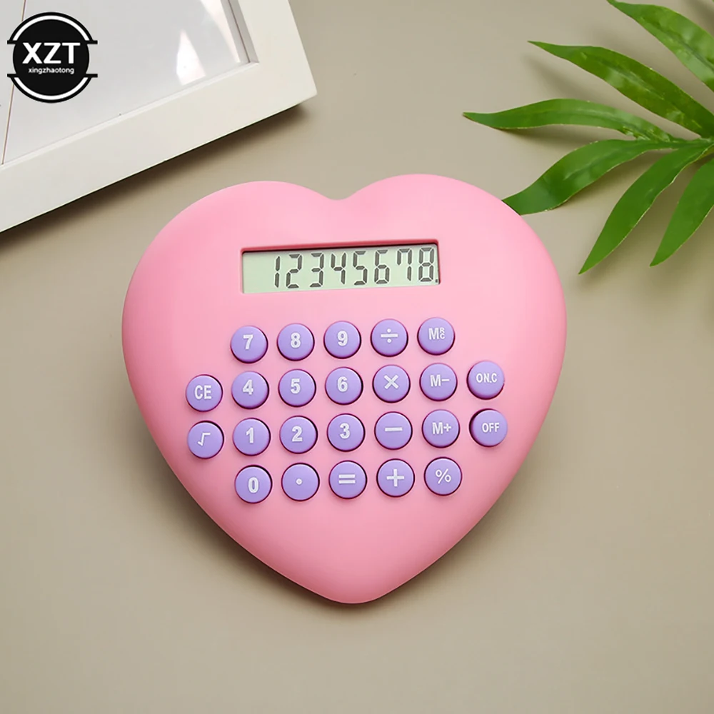 New Multi-function 8-bit Calculator Creative Love Computer Font Clear Plastic Keys Student Supplies Wholesale Cute Calculator