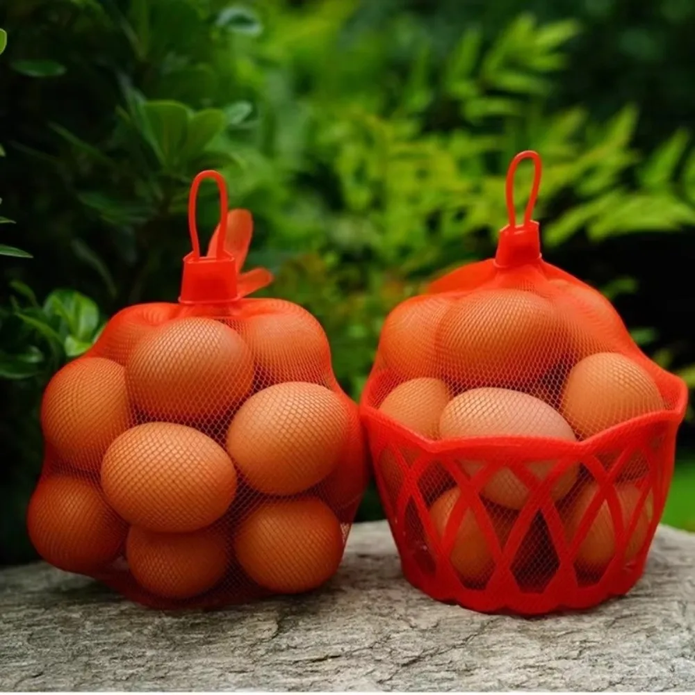100Pcs Pack Egg Net Bag Drawstring Closure Breathable Plastic Egg Bag Washable With Buckles Reusable Produce Bags