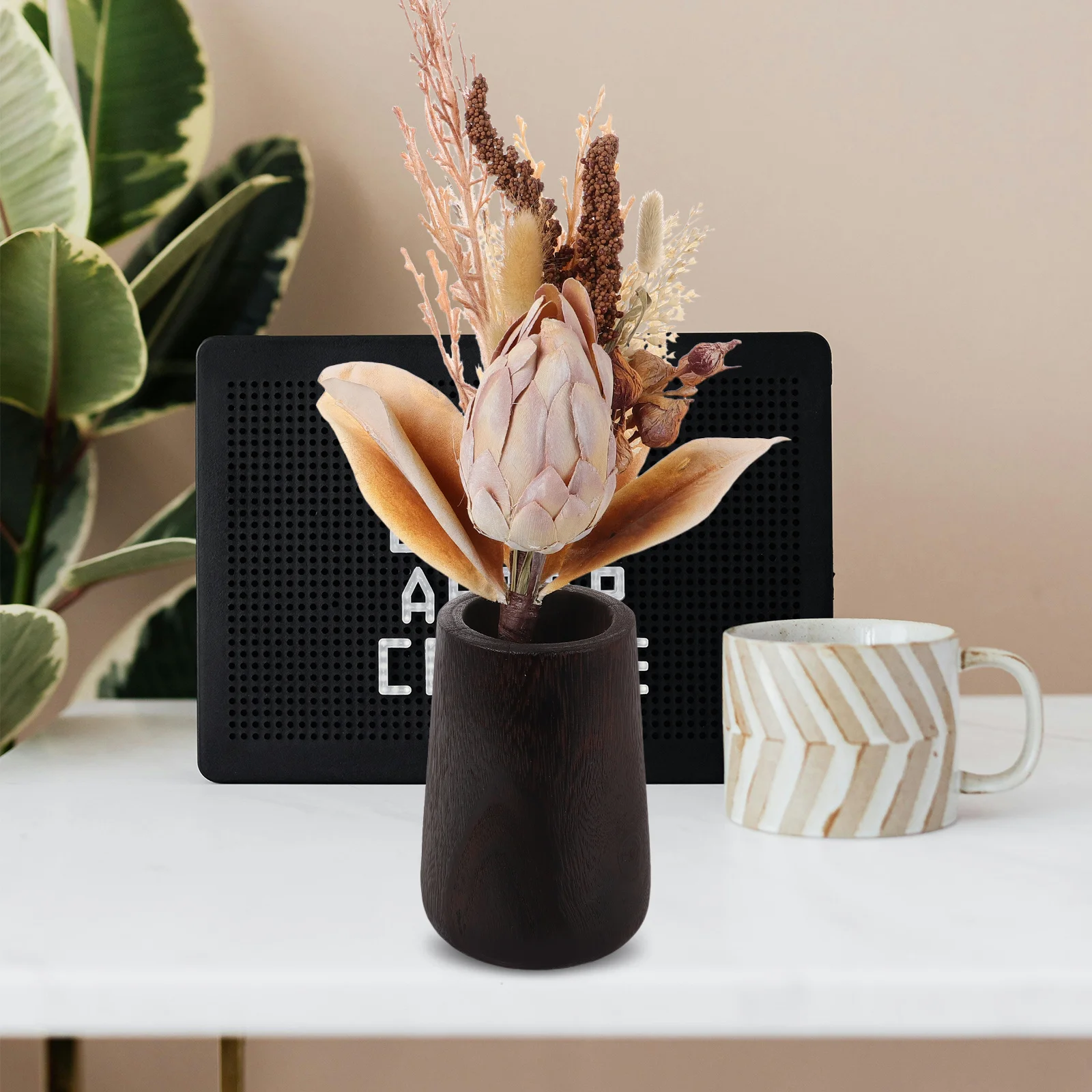 

Wooden Vase Rustic Small Dried Flower Decorative Plant Pot Desktop Vase Container Natural Texture Beautiful Appearance