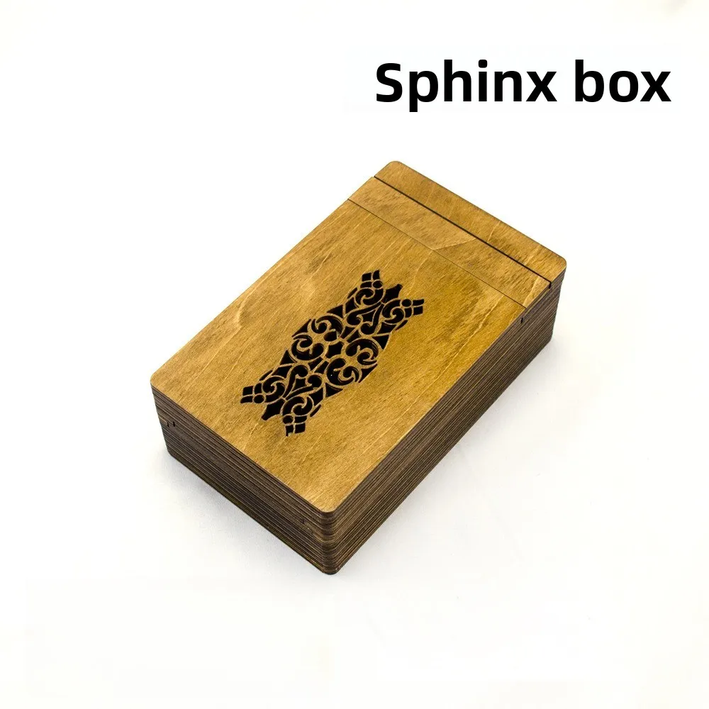 Wooden Sphinx Puzzle Box Handmade Brain Teaser & Chinese Kongming Lock Magic Treasure Chest Gift Magic Treasure Chest for Adults