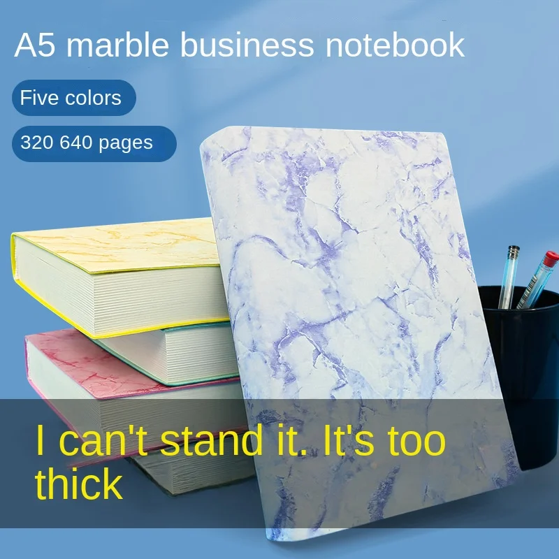 

Thick A5 Marble Notebook, Simple Horizontal Line Style with Extra Pages for Student Journaling and Note-taking