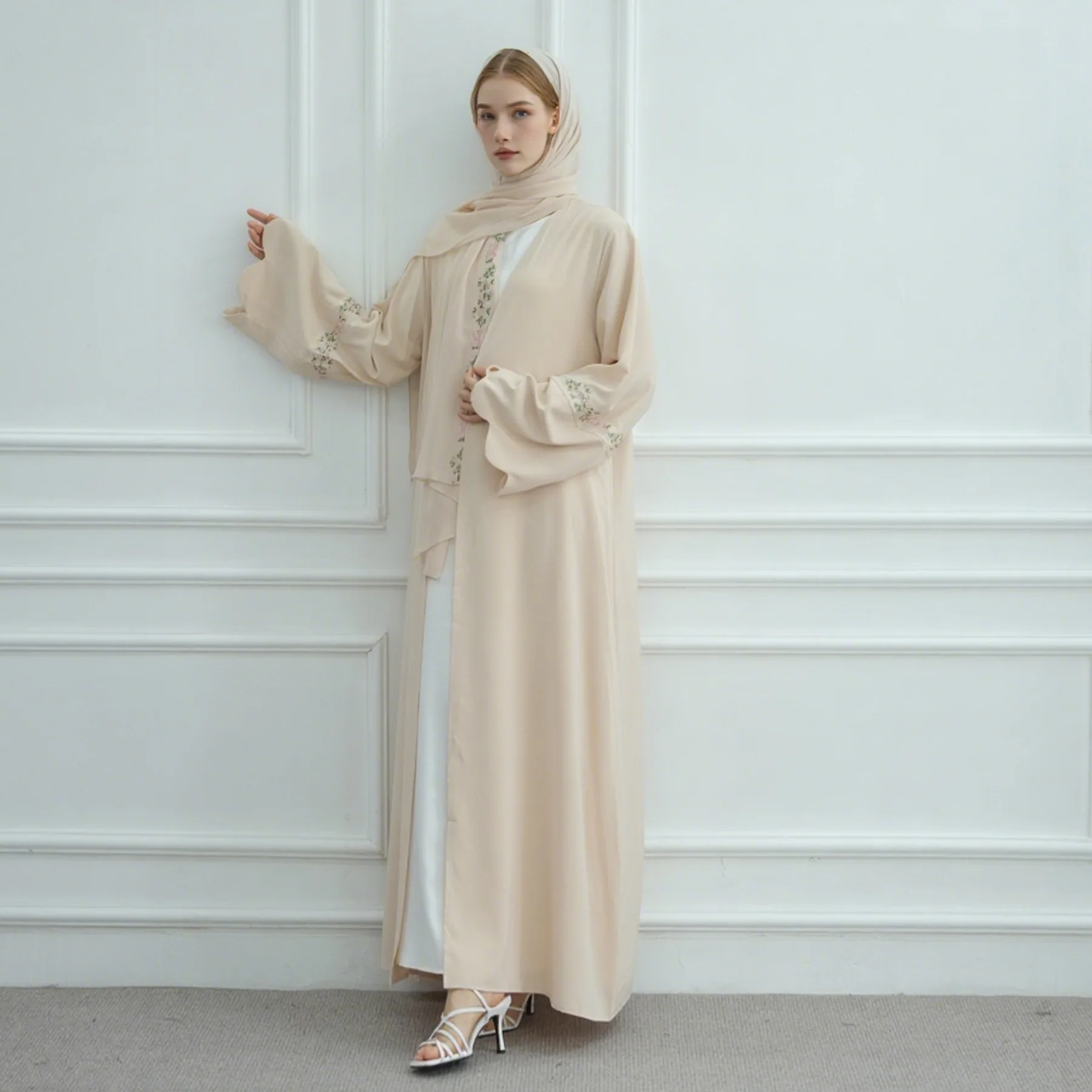 Women Dress Open Abaya Ramadan Eid Muslim Embroidery Party Dresses Cardigan Robe Morocco Dubai Kaftan Islam Vestidos Jalabiya 4