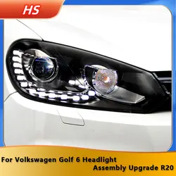 Headlight Assembly for Volkswagen VW Golf 6 2009-2013 Modification R20 Tear Eye DRL LED Front Headlight