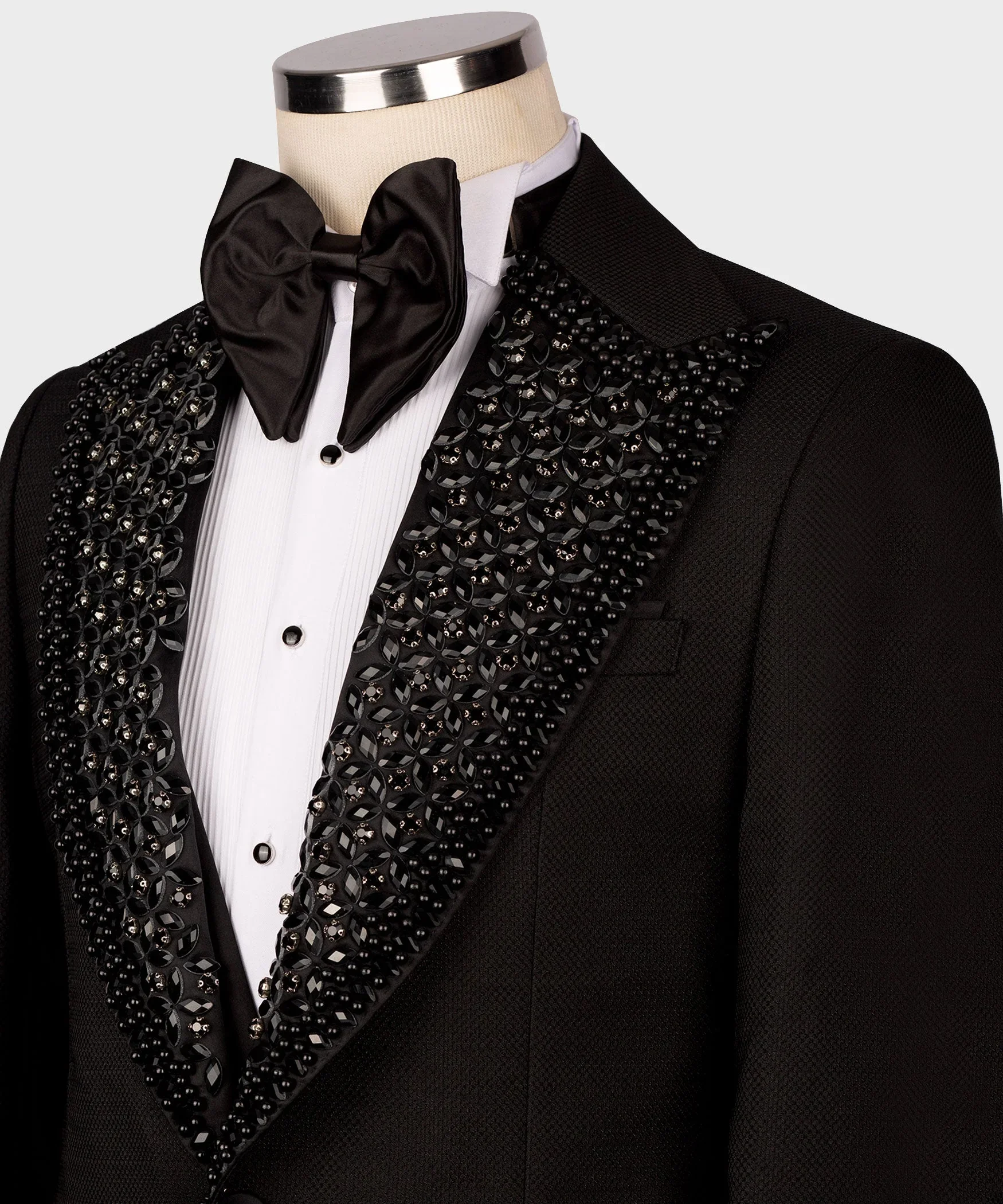 Luxury Crystals Men Suits Set 2 Pcs Black Blazer+Cotton Pant Trousers Wedding Tuxedo Formal Office Groom Prom Jacket Coat