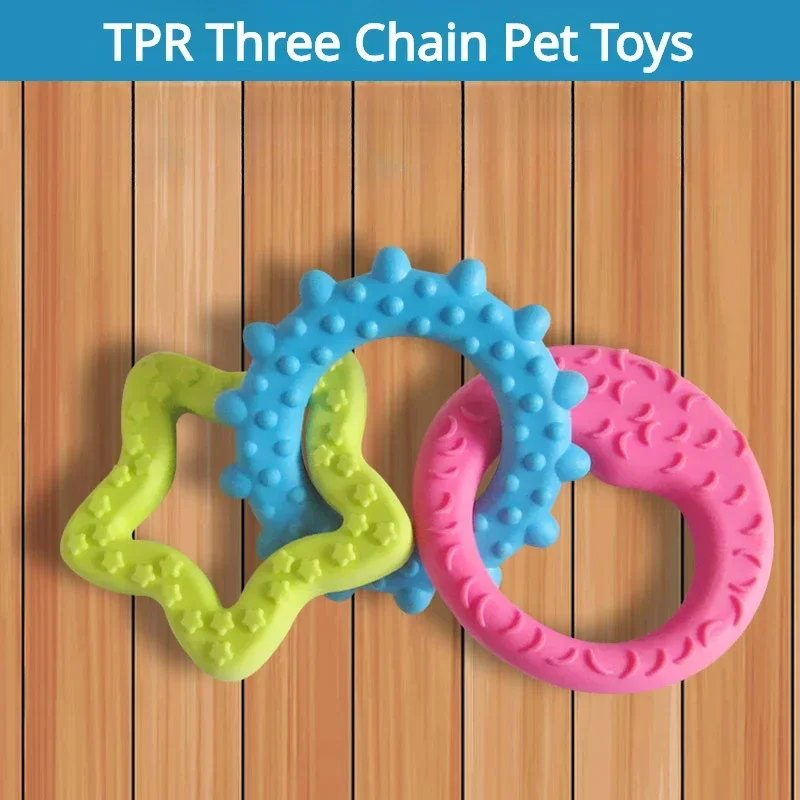 3pcs/Set Circle Pentagram Shape Pet Cat Dog Chew Toys Puppy Squeaky Toy Rubber Chew Sound Fetching Funny Training Toys