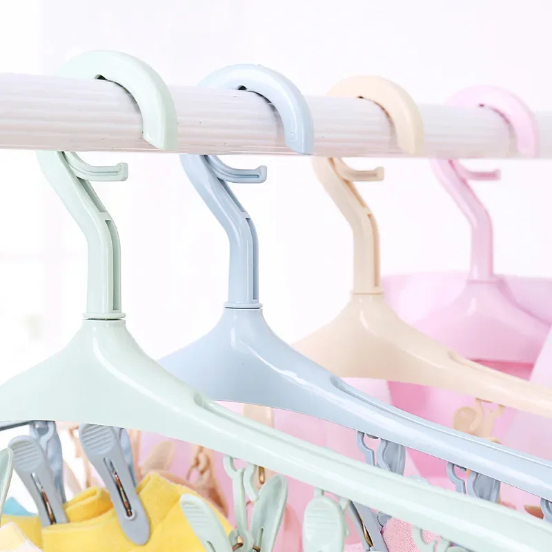 8 Clips Multifunctional Clothes Hanger Antiskid Socks Underwear drying Clips Space Saving Clothespin Closet Organizer