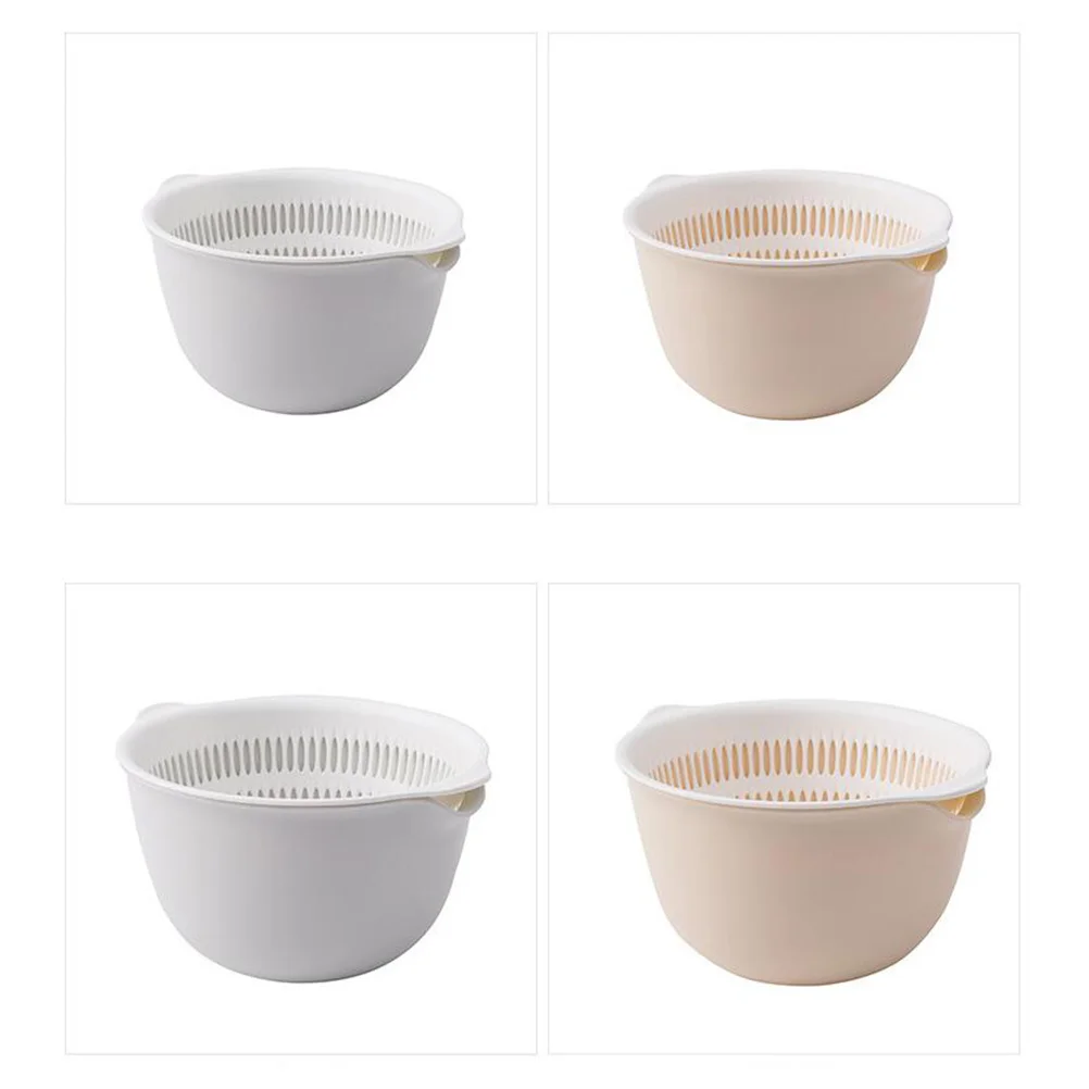 

2pcs Foldable Pp Plastic Strainer Colander 2-In- Washing Basket Bowl For Vegetables Fruits Noodles Dual Layer Drainage