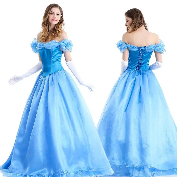 الأزرق الكرة ثوب زي loween الكبار المرأة مرحلة الأداء سندريلا الجنية T عبر الحدود ular السيدات Faion