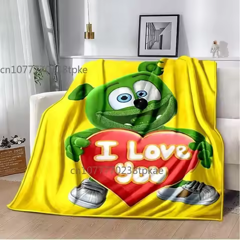 Gummib&auml;r Gummibar The Gummy Bear Poster Printed Blanket Fashion Throw Carpet for Sofa Bed Office Car Brithday Gift Decke