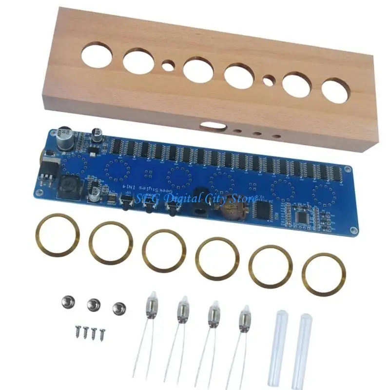 

U75B All In Glow Tube Clock DIY Electronics with Shell Light Copper Rings Circuit Board