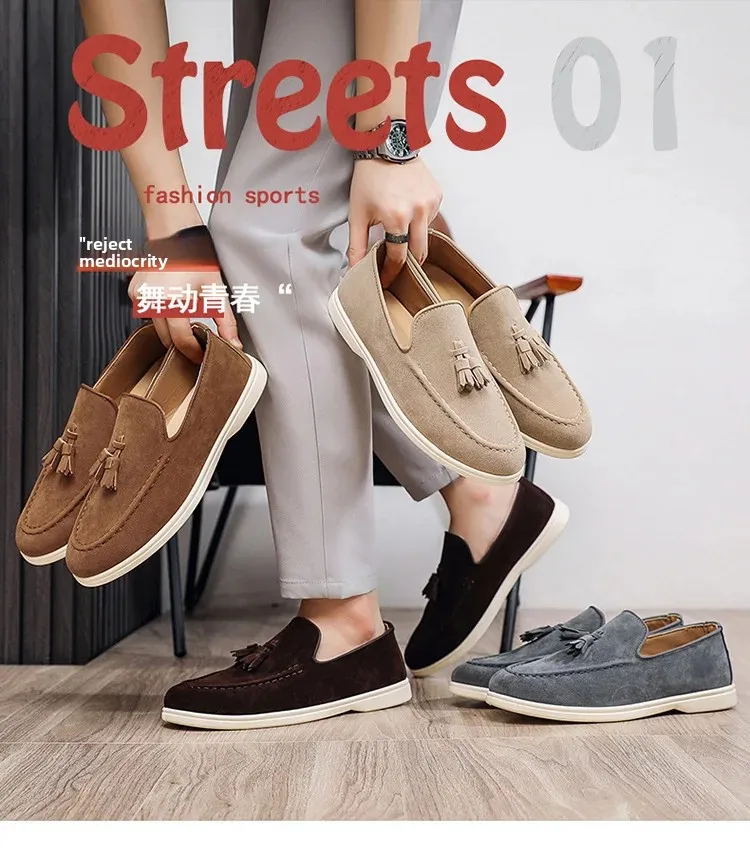 Unisex Leichte Flache Quasten-Freizeitschuhe Modische Vielseitige Übergrößen Herrenschuhe Business Casual Slip-On Loafer – Detail 2