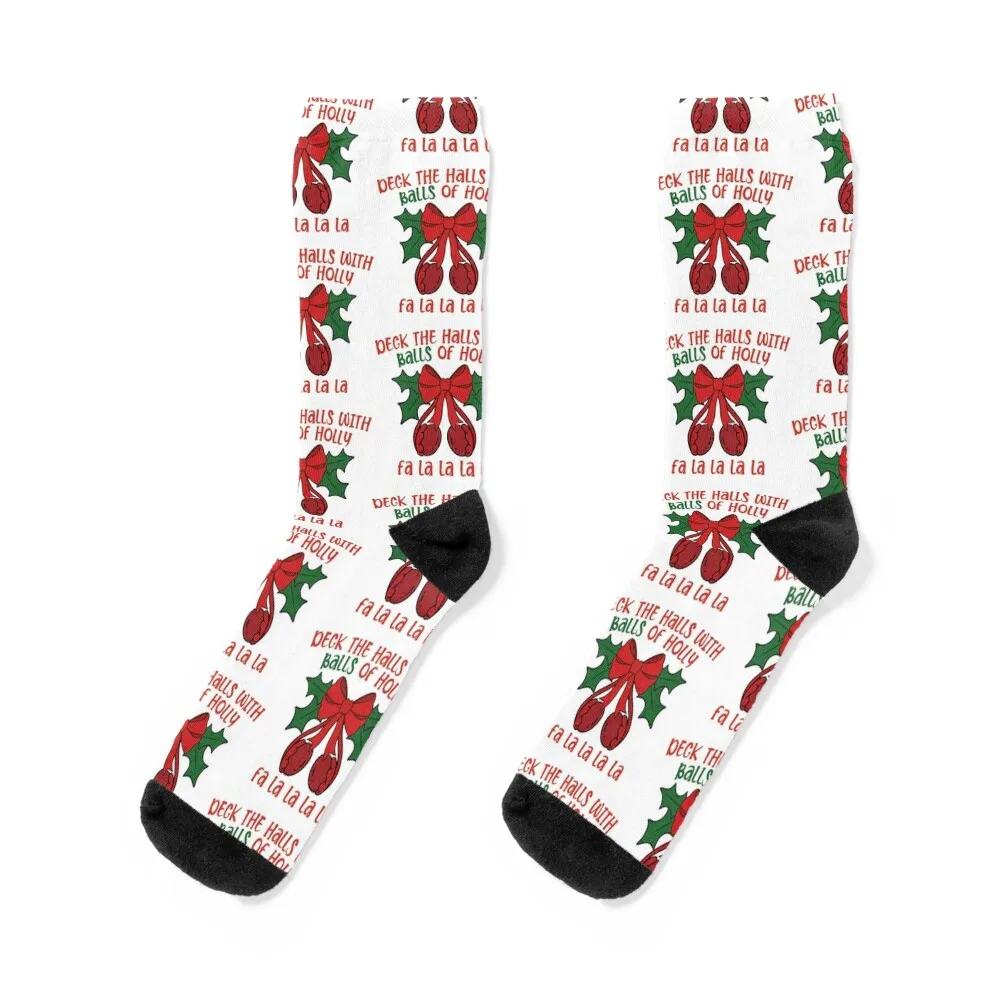 

Deck the Halls with Balls of Holly Носки ретро Хэллоуин гольф спортивные чулки мужские носки женские