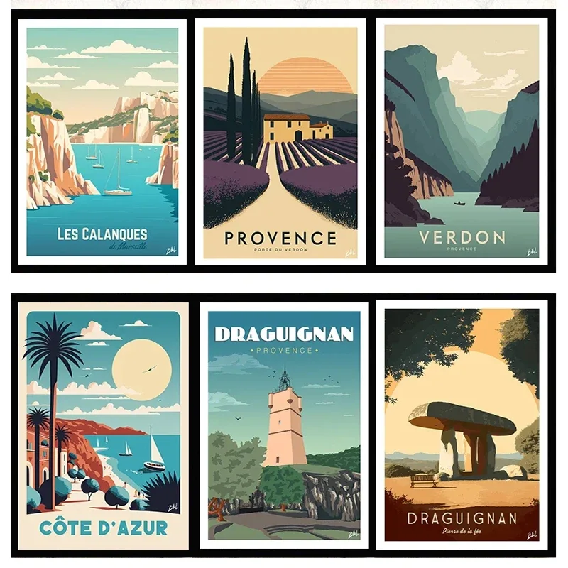 Retro Marseille Petanque Verdon Poster and Print France Travel Canvas Painting Wall Art Picture For Living Room Home Decor Gi