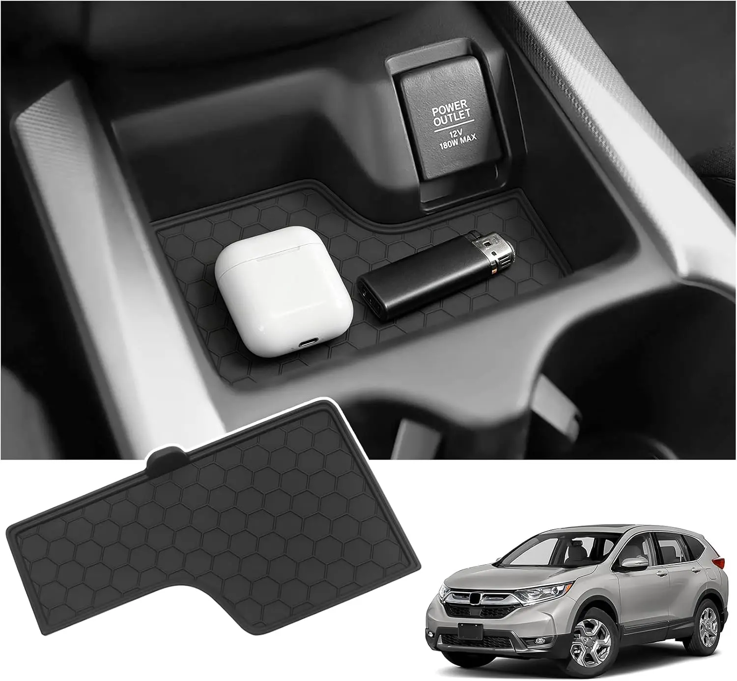 センターコンソールオーガナイザーライナー-ホンダ2017-2019-cr-v-crvアクセサリー対応-シリコン素材-センターノンスリップ-防塵