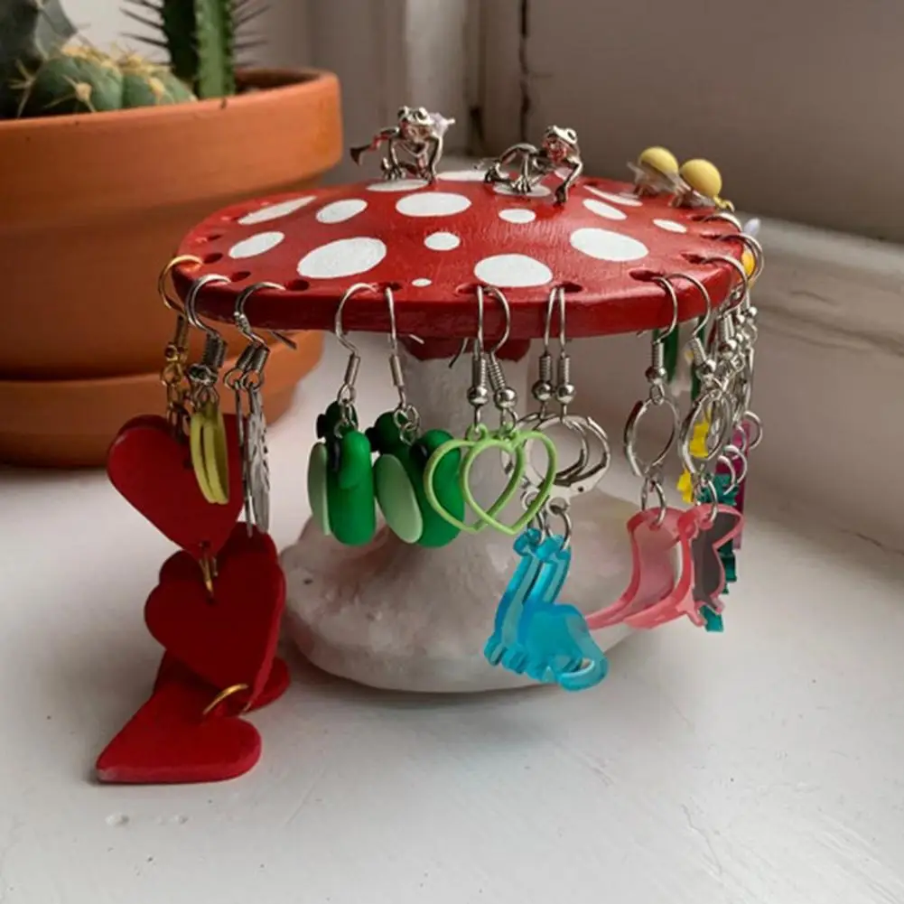 

Mushroom Earring Holder 26 Holes Earrings Storage Rack Display Rack Jewelry Storage Desktop Resin Earrings Display Rack