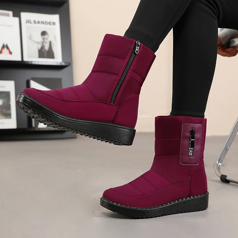 Rimocy Non-Slip Waterproof Snow Boots for Women 2024 Winter Warm Cotton-Padded Shoes Woman Platform Thicked Plush Ankle Boots image 6