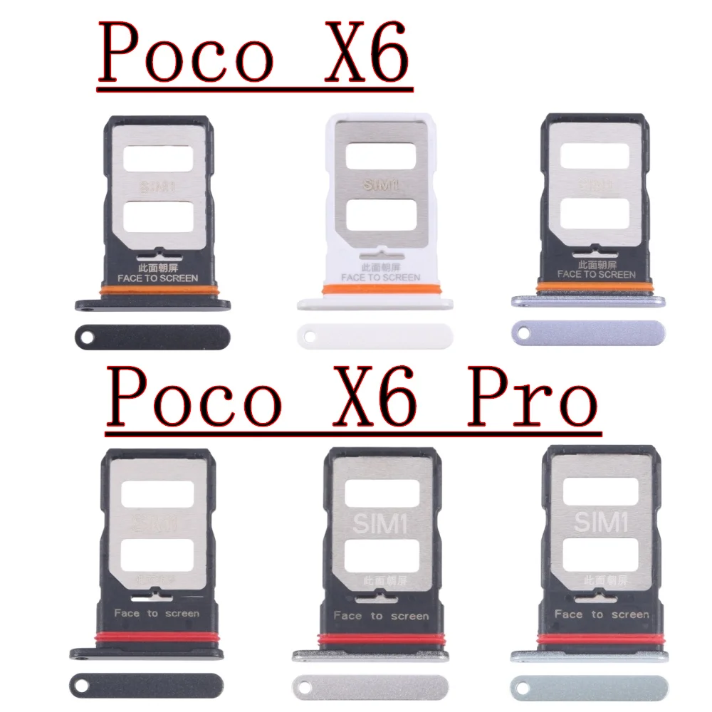 Dual Single Chip SIM Card Tray For Xiaomi Poco X6 Pro PocoX6Pro Phone SIM1 + SIM2 Card Tray Part