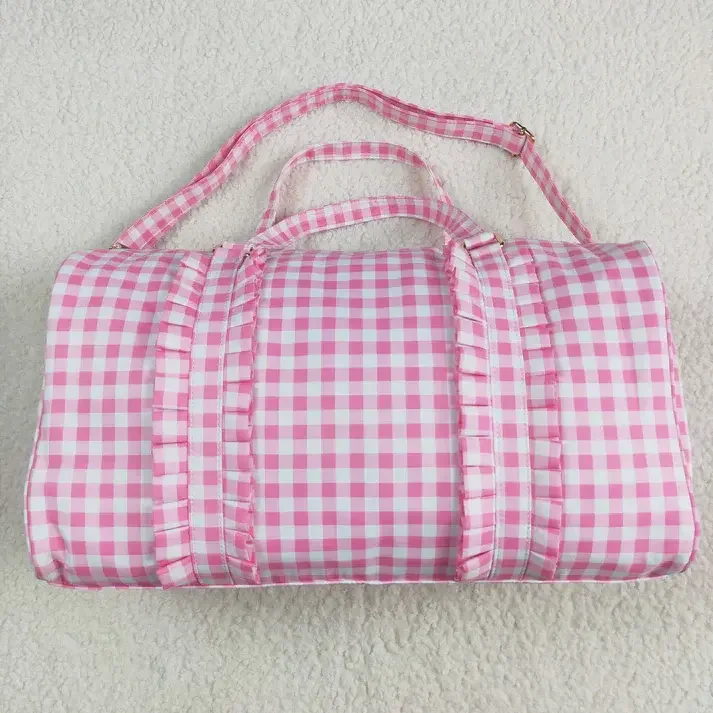 

Pink Plaid Duffel Bag, Summer Sports Backpack for Boys Girls, Lightweight Travel Gym Bag, Cute School Backpack for Children