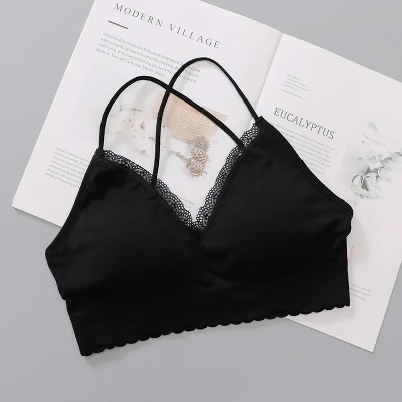 Women Bra Top Female Wireless Underwear Comfort Cross Strap Bras Removable Pads Seamless Sexy Lingerie