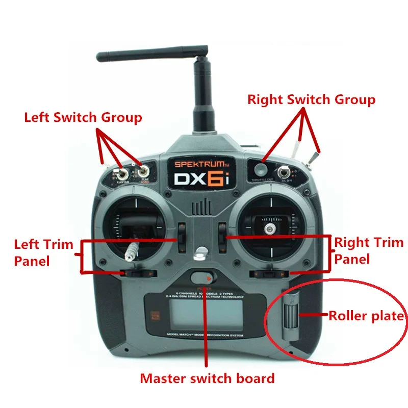 Spektrum DX6i Transmitter Left Right Trim Switch Panel PCB Board Plastic Parts For OrangeRX ORX T-SIX Storm i6S RC Radio