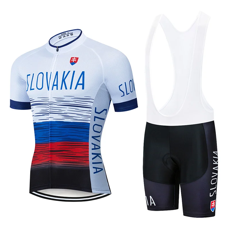 2023 Summer Team Slovakia Cycling Jersey Bib Set MTB Bicycle Clothing Road Bike Clothes Shirt Mens Bib Short Maillot Sports Suit