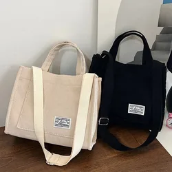 Women Corduroy Zipper Shoulder Bag Small Cotton Canvas Handbag Casual Tote Female Eco Crossbody Bag Vintage Messenger Bags
