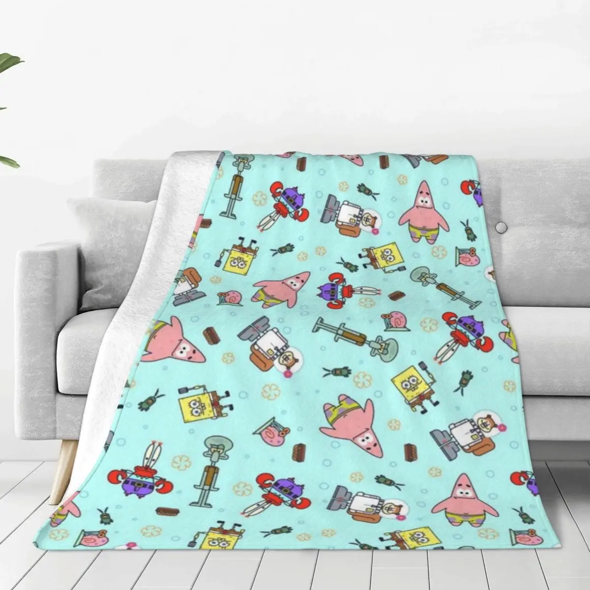 

Spongebob Durable Flannel Blanket - Easy Care Fleece Throw for Home Decor and Cozy Evenings with Family and Friends Together