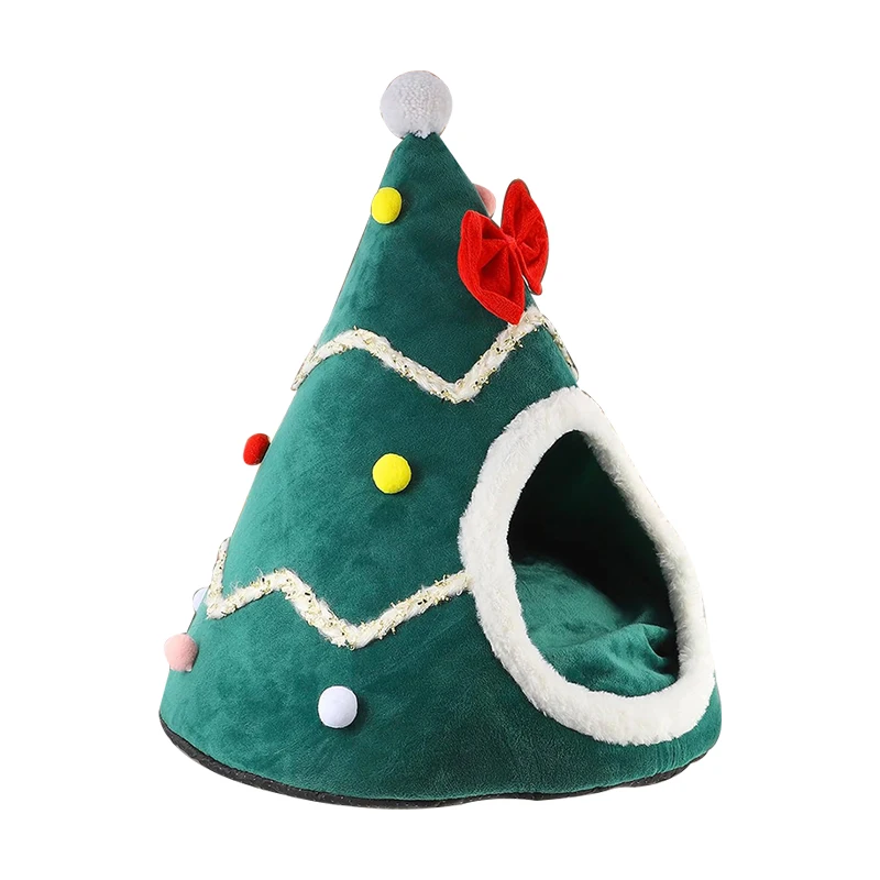 Christmas tree shaped dog house, pet house, tent, autumn and winter warmth preservation, China-Chic New Year style, semi enclose