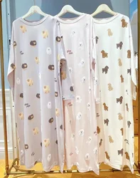 Ropa de habitación pijamas de mujer otoño e invierno nuevo camisón de mujer Teddy Bichon Pomeranian vestido de manga larga de algodón