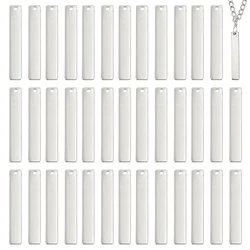 About 100Pcs Stamping Blank Tag 201 Stainless Steel Rectangle Stamping Tag Charms 32x5x1mm Blank Dog Tag Charms for Necklace