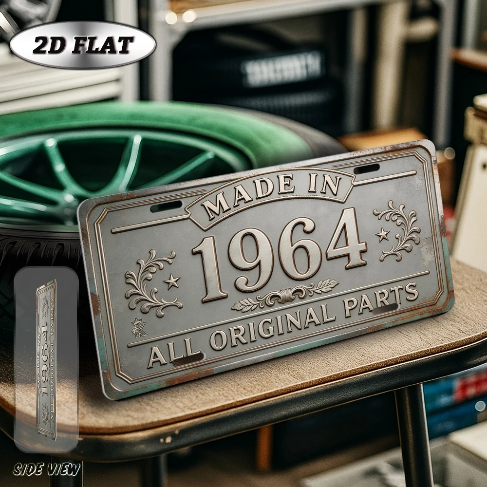 2D Flat, [2D Flat] 2D Flat Plane, 1pc, Vintage Metal Aluminum Sign 30.48 X 15.24 cm, Made in 1964, Genuine Part, Outdoor Plaque