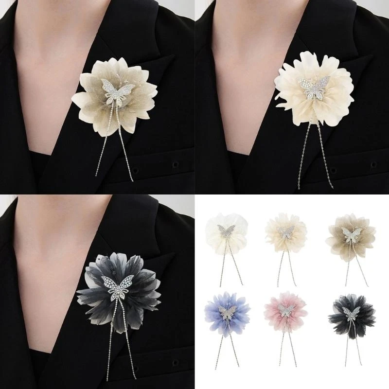 

R1WE Blingbling Flower for Hair Clip Brooch Sew on Bannner Repair For Clothing Applique Brooch Sequined Brooch Sew On Craft
