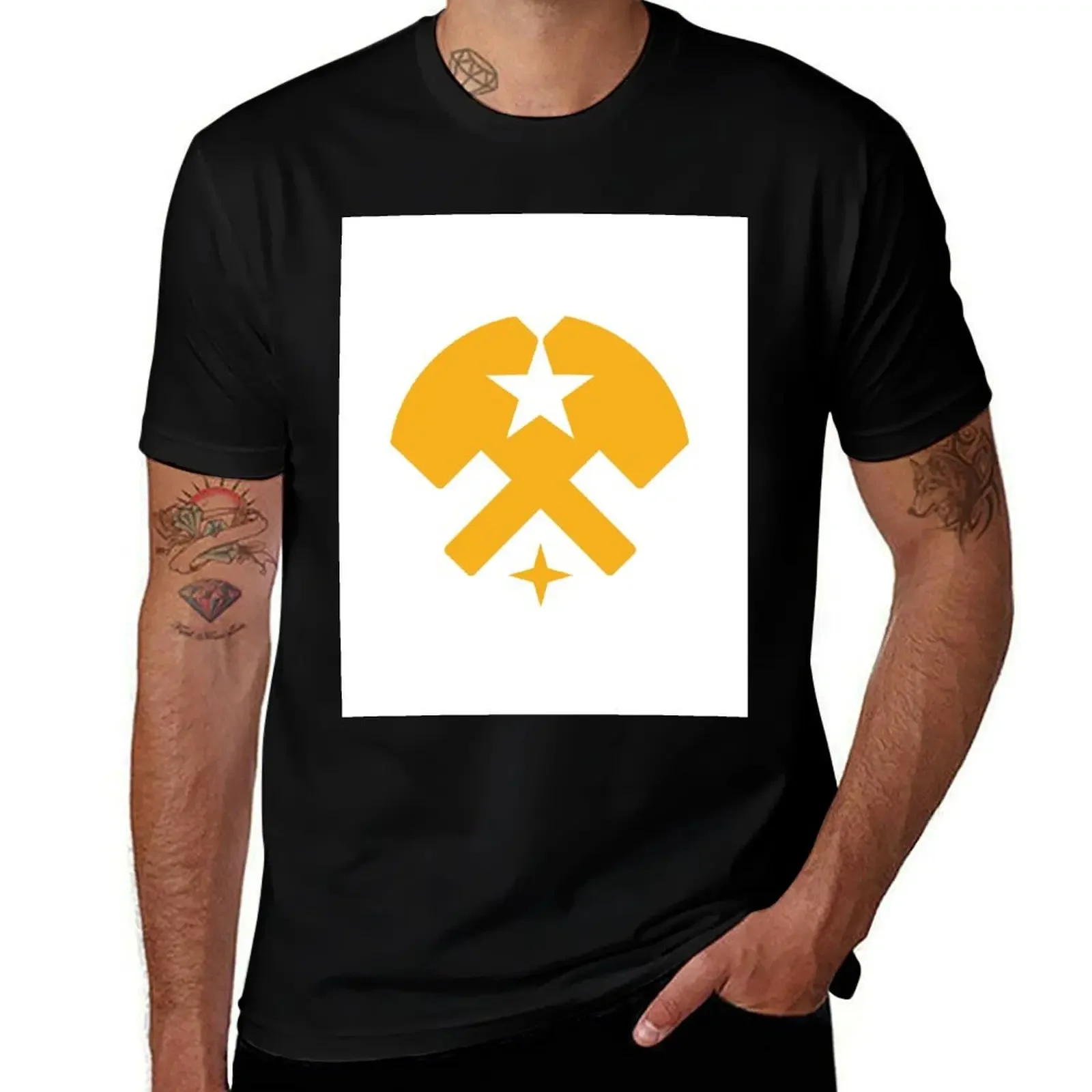 Stars and Hammers - Yellow T-Shirt oversizeds T-shirts man mens t shirts top quality