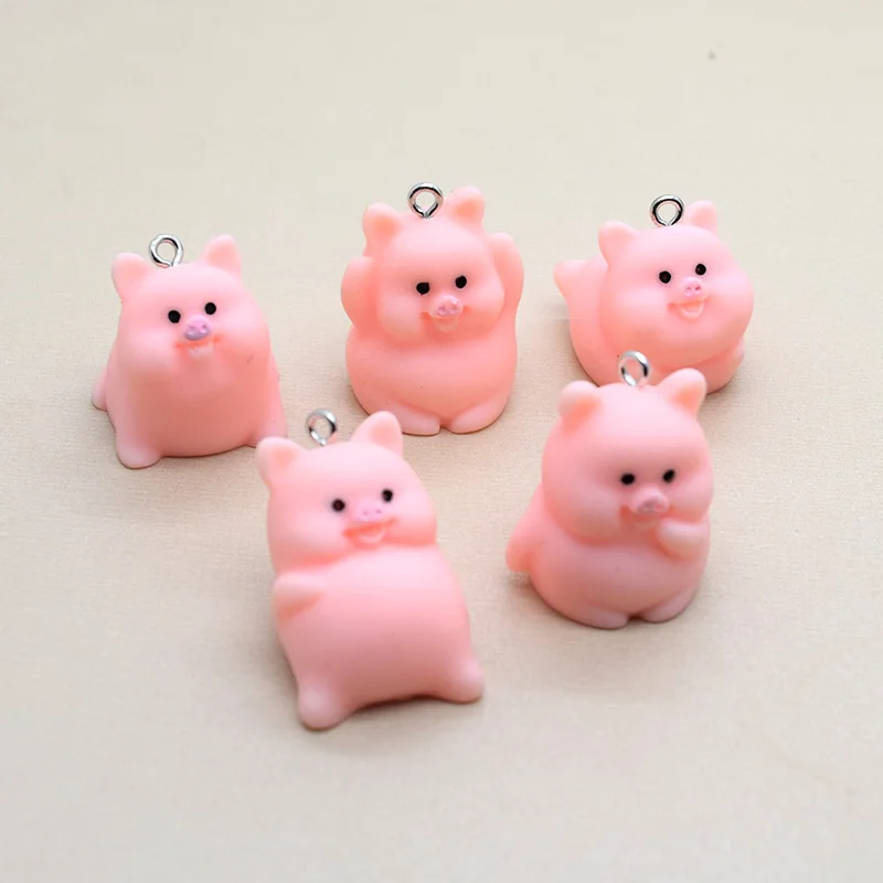 

3D Sleep Lazy Pink Pig Resin Charms 10pcs/Pack Kawaii Animal Crafts Pendant For Keychain Diy Jewelry Make