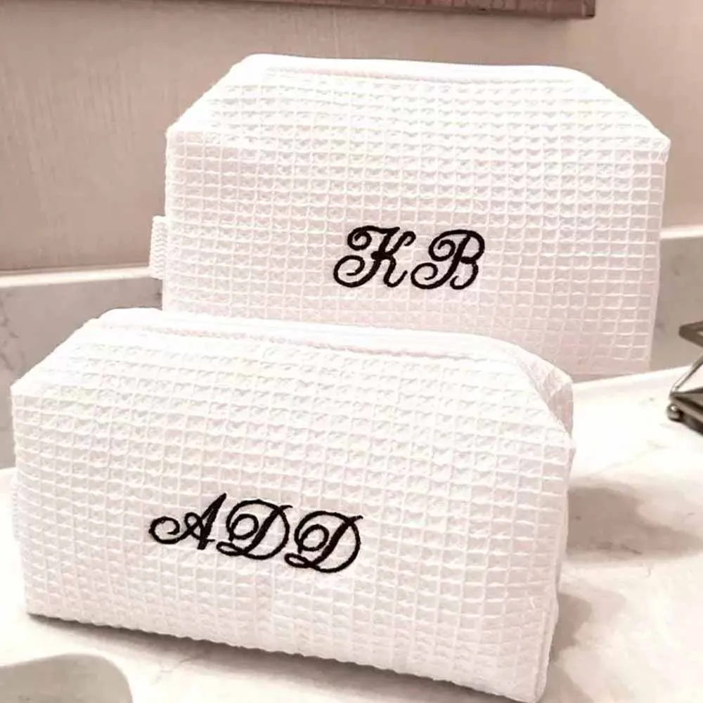 

Personalized Gift And Makeup Bag For Girls, Waffle Travel Storage, Large Capacity Stationery And Makeup Bag, Bridesmaid Gifts