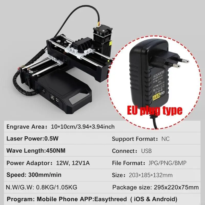 

Portable Lasers Engraving Machine 0.5W for Wood Acrylic Plastic Lasers Engraver USB Bluetooth-compatible Connection