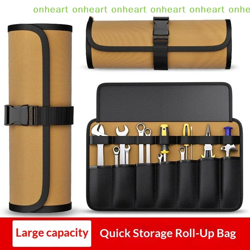[C]Portable Wrench Tool Roll Pouch Oxford Cloth Waterproof Foldable Storage Bag for Bicycle Repair Camping Trips