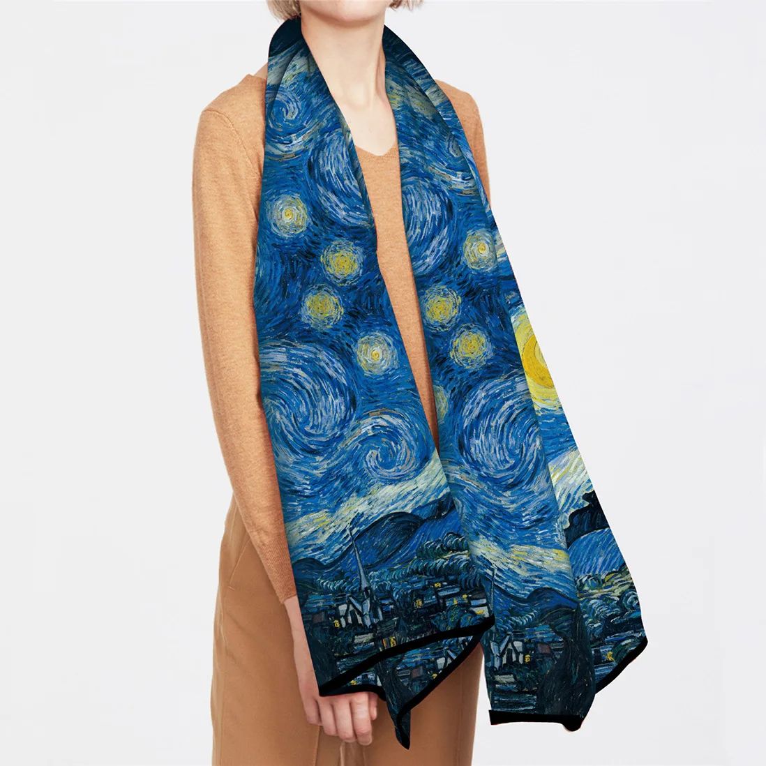 Lenço de luxo para mulheres, designer, pintura a óleo Van Gogh, xales de árvore, pashmina wraps, lenços senhoras, novo foulard, 180cm * 70cm