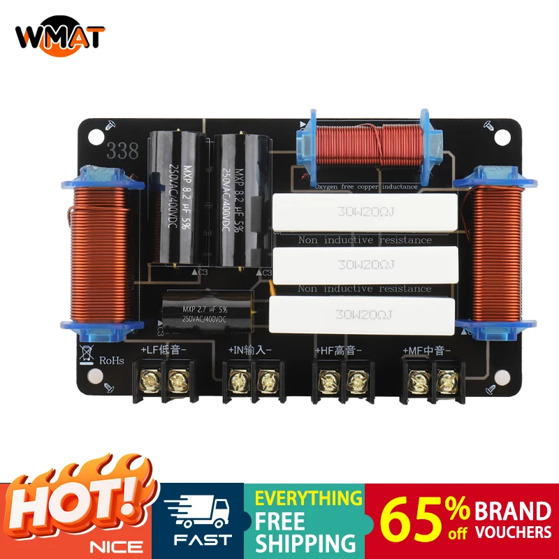 

338 High-Power Three-Way Speaker High-Mid-Low Frequency Home Metal Crossover Direct Supply from Manufacturer