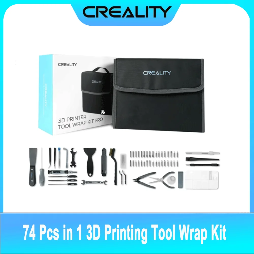 Creality Official 3D Printer Tools Kit, 74 Pcs in 1 3D Printing Tool Wrap Kit 3D Printer Repair Accessories