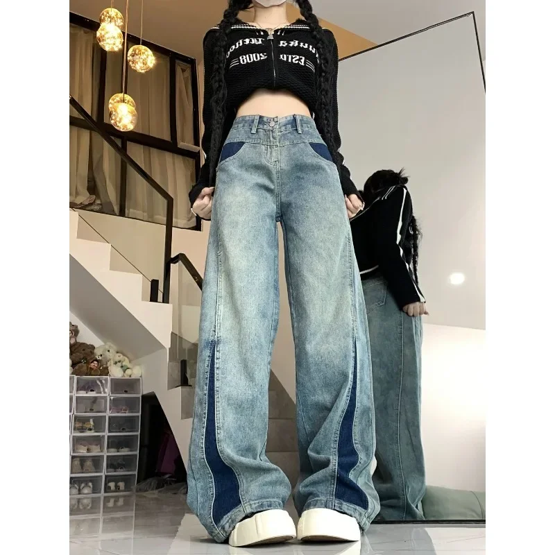 Deeptown Y2k Vintage Baggy Women Jeans Harajuku Patchwork Wide Leg Denim Pants Korean Fashion Autumn Trousers Streetwear Casual