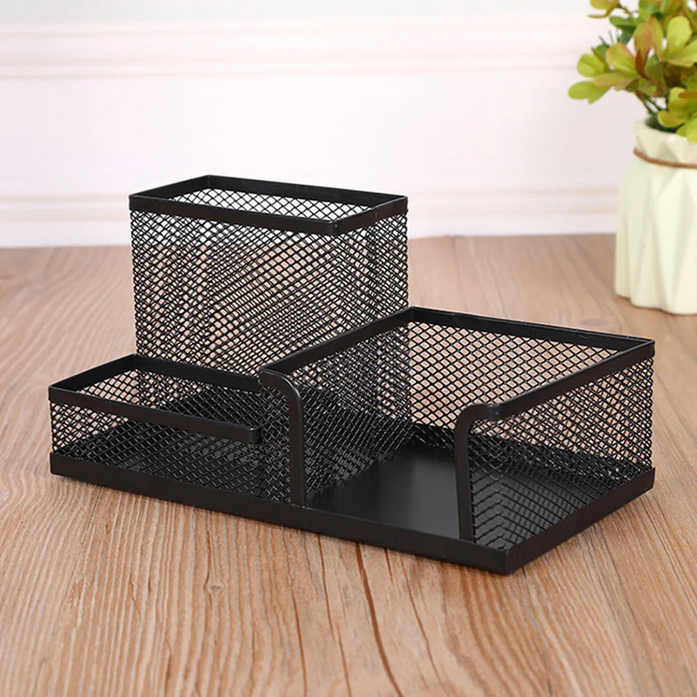 

1 set Iron Storage Set Black Pen Holder Desktop ganizer Letters Shelf Office Supplies Stationery Holder Desk Accessories